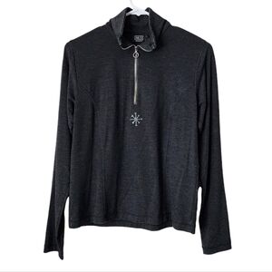 NILS x VINTAGE Y2K 1/4 zip snowflake active‎ top long sleeve in grey L